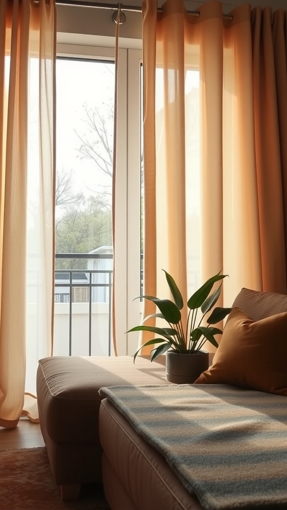 Soft earthy curtains in a cozy living room setting